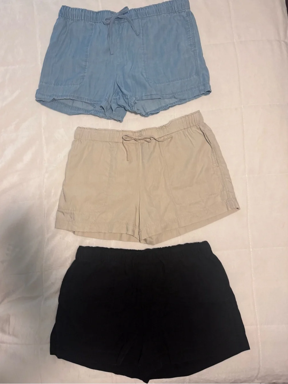 Hilary Radley Women’s Athletic Drawstring Shorts - Light Blue, Beige, Black